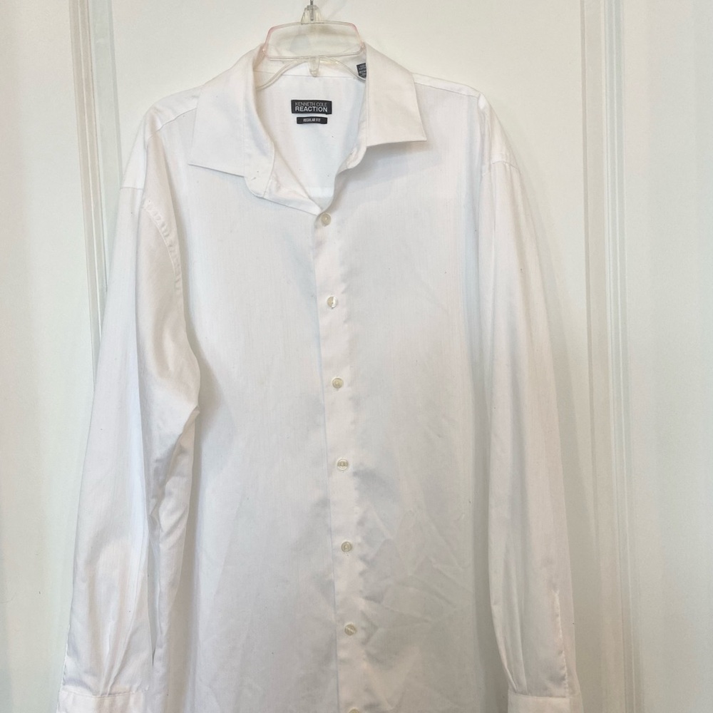 Kenneth Cole Reaction Men’s Crisp White Dress Shirt 16.5” Neck‎